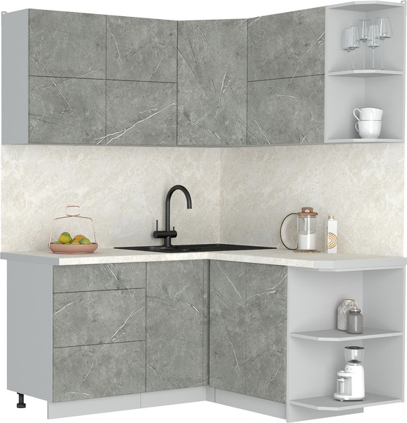 Изображение товара Кухонный гарнитур Интерлиния Мила Матте 1.5x1.6 А PR (керамика/керамика/опал светлый)