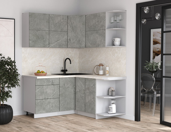 Изображение товара Кухонный гарнитур Интерлиния Мила Матте 1.5x1.6 А PR (керамика/керамика/опал светлый)