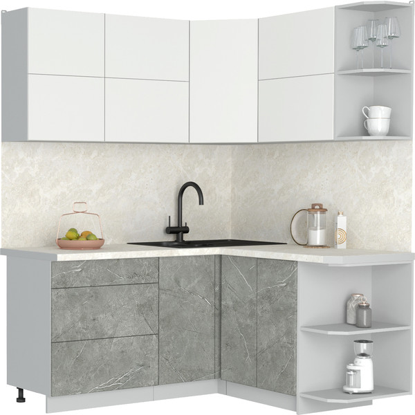 Изображение товара Кухонный гарнитур Интерлиния Мила Матте 1.5x1.7 А PR (белый/керамика/опал светлый)