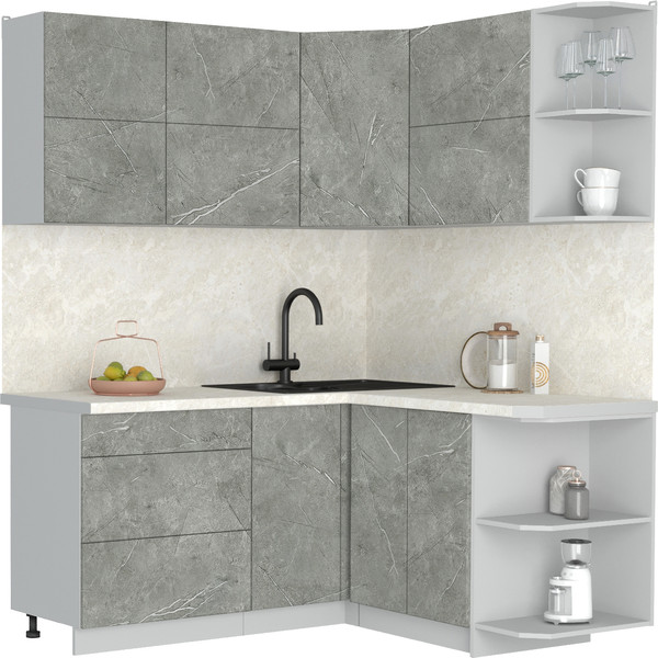 Изображение товара Кухонный гарнитур Интерлиния Мила Матте 1.5x1.7 А PR (керамика/керамика/опал светлый)