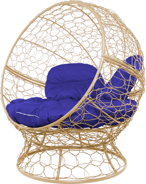 Изображение товара Кресло садовое M-Group Апельсин / 11520510 (бежевый ротанг/синяя подушка)