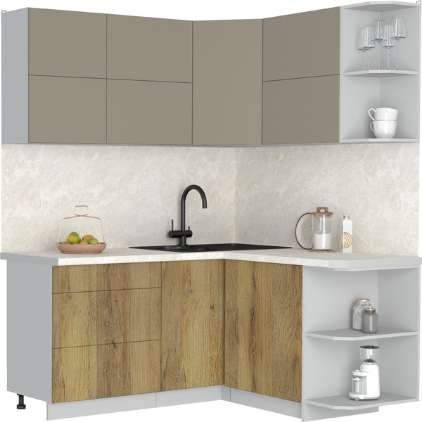 Изображение товара Кухонный гарнитур Интерлиния Мила Матте 1.5x1.7 А PR (луна/дуб вотан/опал светлый)