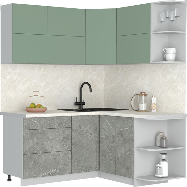 Изображение товара Кухонный гарнитур Интерлиния Мила Матте 1.5x1.7 А PR (мята/керамика/опал светлый)