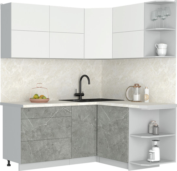 Изображение товара Кухонный гарнитур Интерлиния Мила Матте 1.5x1.8 А PR (белый/керамика/опал светлый)