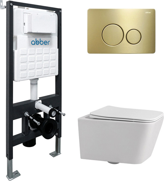 Изображение товара Унитаз подвесной с инсталляцией Abber Rechteck AC1201-AC0105-AC0121MMG (с кнопкой смыва)