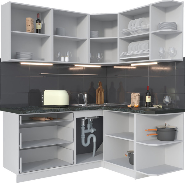 Изображение товара Кухонный гарнитур Интерлиния Мила Матте 1.5x1.8 А PR (дуб вотан/луна/опал светлый)