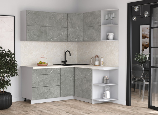 Изображение товара Кухонный гарнитур Интерлиния Мила Матте 1.5x1.8 А PR (керамика/керамика/опал светлый)