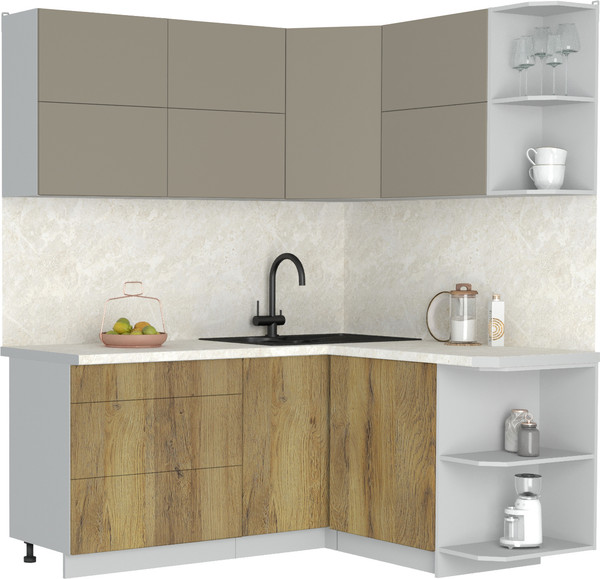 Изображение товара Кухонный гарнитур Интерлиния Мила Матте 1.5x1.8 А PR (луна/дуб вотан/опал светлый)