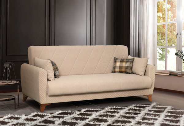 Изображение товара Диван Олмеко Эдвин М 3-х местный 2 подушки (велюр, прага капучино)