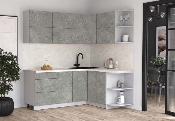 Изображение товара Кухонный гарнитур Интерлиния Мила Матте 1.5x2.0 А PR (керамика/керамика/опал светлый)