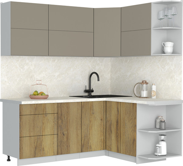 Изображение товара Кухонный гарнитур Интерлиния Мила Матте 1.5x2.0 А PR (луна/дуб вотан/опал светлый)