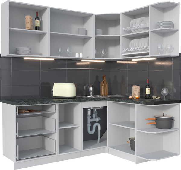 Изображение товара Кухонный гарнитур Интерлиния Мила Матте 1.5x2.0 А PR (океан/керамика/опал светлый)