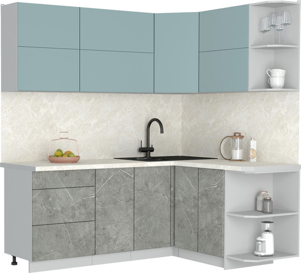 Изображение товара Кухонный гарнитур Интерлиния Мила Матте 1.5x2.0 А PR (океан/керамика/опал светлый)