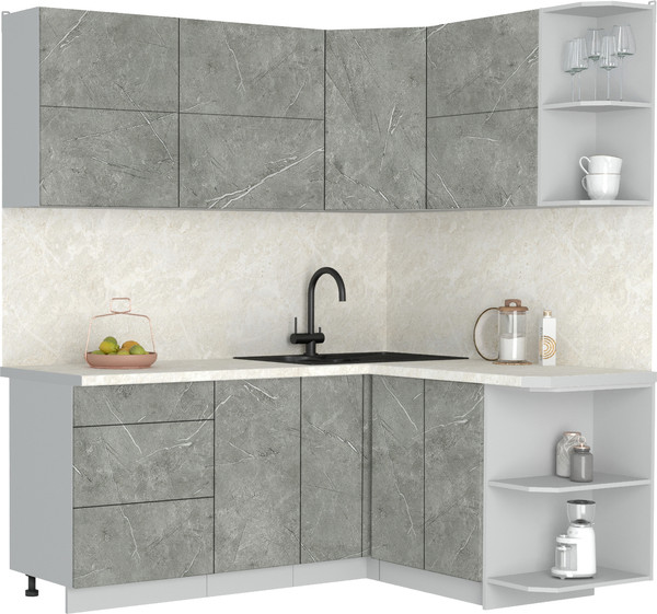 Изображение товара Кухонный гарнитур Интерлиния Мила Матте 1.5x1.9 А PR (керамика/керамика/опал светлый)