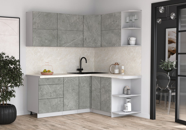 Изображение товара Кухонный гарнитур Интерлиния Мила Матте 1.5x1.9 А PR (керамика/керамика/опал светлый)