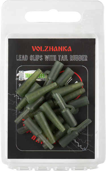 Изображение товара Набор клипс для грузила Волжанка Lead Clips with Tail Rubber / CVLCTL-TG (8шт, зеленый)