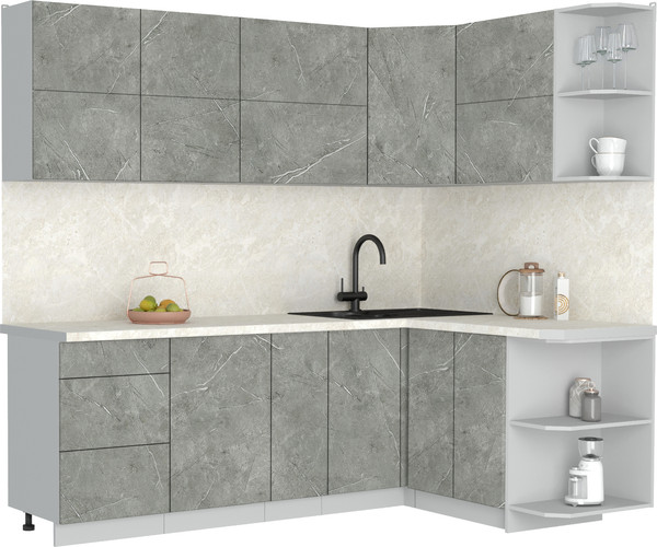 Изображение товара Кухонный гарнитур Интерлиния Мила Матте 1.5x2.3 А PR (керамика/керамика/опал светлый)