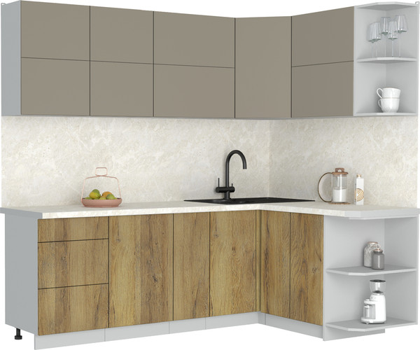 Изображение товара Кухонный гарнитур Интерлиния Мила Матте 1.5x2.3 А PR (луна/дуб вотан/опал светлый)