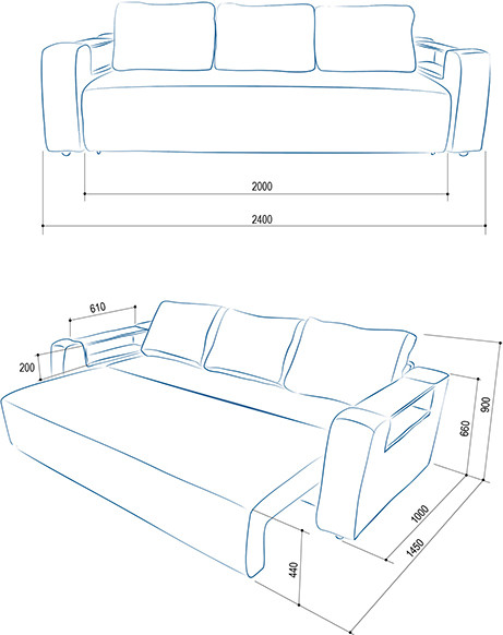 Изображение товара Диван Аквилон Блюз New (хаки 05 серый/купон ночной город ч/б 0070.02)