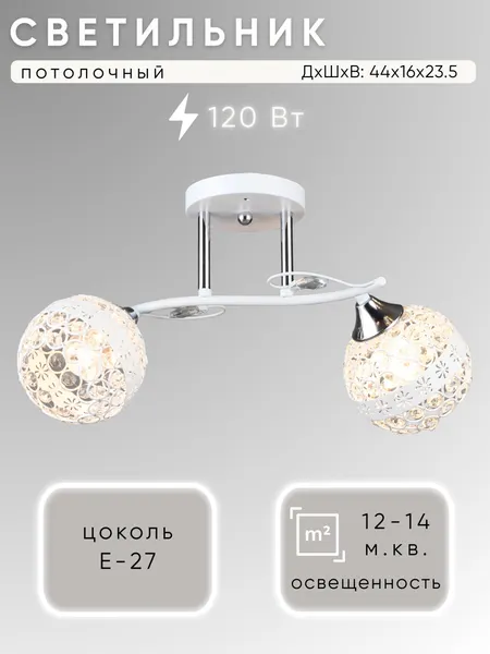 Изображение товара Потолочный светильник Aitin-Pro НПБ 02-2x60-101 / N6431/2 (белый/хром)