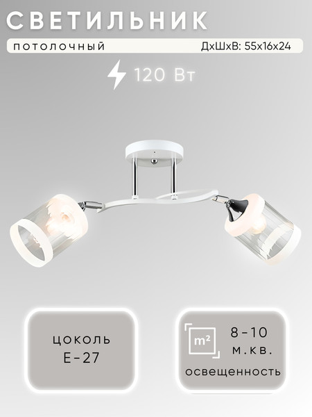 Изображение товара Спот Aitin-Pro НПБ 02-2x60-101 / N6211/2 (белый/хром)