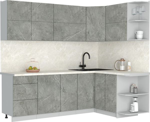 Изображение товара Кухонный гарнитур Интерлиния Мила Матте 1.5x2.4 А PR (керамика/керамика/опал светлый)