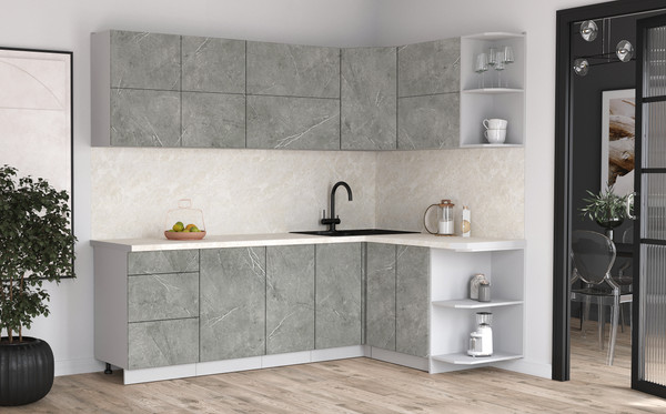 Изображение товара Кухонный гарнитур Интерлиния Мила Матте 1.5x2.4 А PR (керамика/керамика/опал светлый)