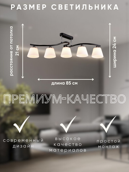 Изображение товара Люстра Aitin-Pro НПБ 02-5х60-101 / N3532/5 (черный/хром)