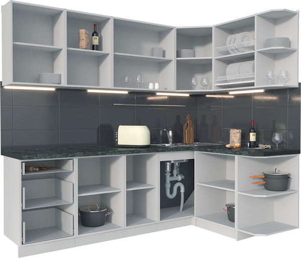 Изображение товара Кухонный гарнитур Интерлиния Мила Матте 1.5x2.4 А PR (мята/керамика/опал светлый)