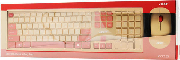 Изображение товара Комплект клавиатура и мышь Acer OCC205 / ZL.ACCEE.00F (розовый/бежевый)
