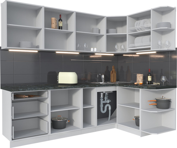 Изображение товара Кухонный гарнитур Интерлиния Мила Матте 1.5x2.5 А PR (дуб вотан/луна/опал светлый)