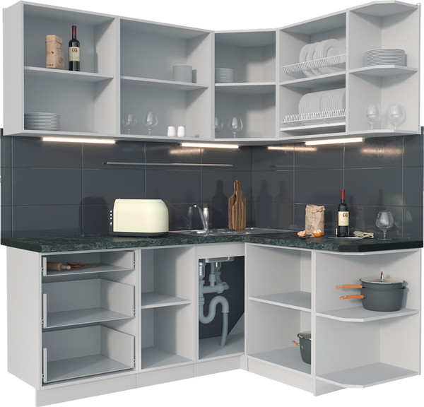 Изображение товара Кухонный гарнитур Интерлиния Мила Матте 1.5x1.9 А PR (мята/керамика/опал светлый)