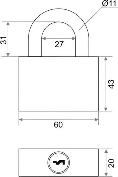 Изображение товара Замок навесной Vrata ВС-HD-60 (чугун, хром, блистер)