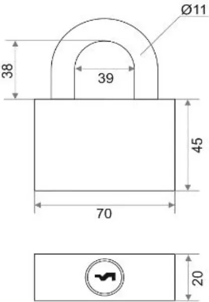 Изображение товара Замок навесной Vrata ВС-HD-70 (чугун, хром, блистер)
