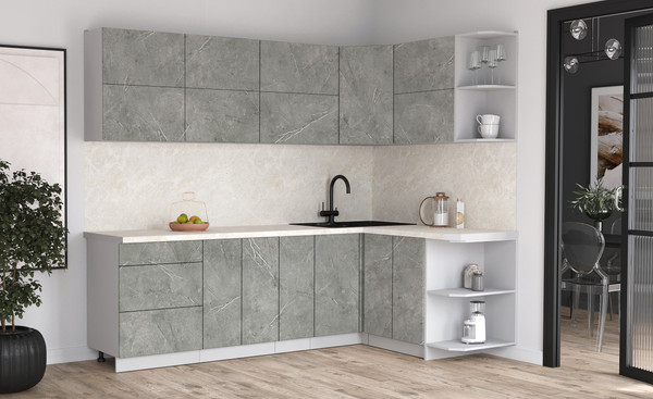 Изображение товара Кухонный гарнитур Интерлиния Мила Матте 1.5x2.5 А PR (керамика/керамика/опал светлый)