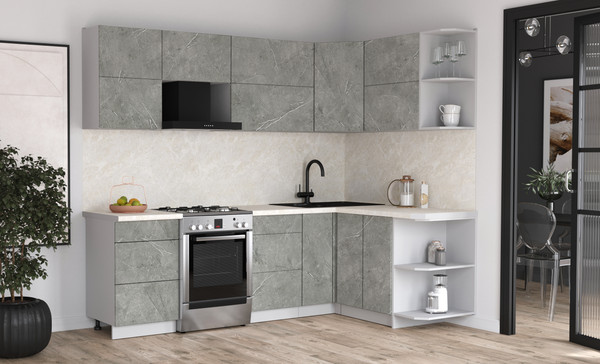 Изображение товара Кухонный гарнитур Интерлиния Мила Матте 1.5x2.5 Б PR (керамика/керамика/опал светлый)