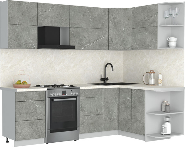 Изображение товара Кухонный гарнитур Интерлиния Мила Матте 1.5x2.5 Б PR (керамика/керамика/опал светлый)