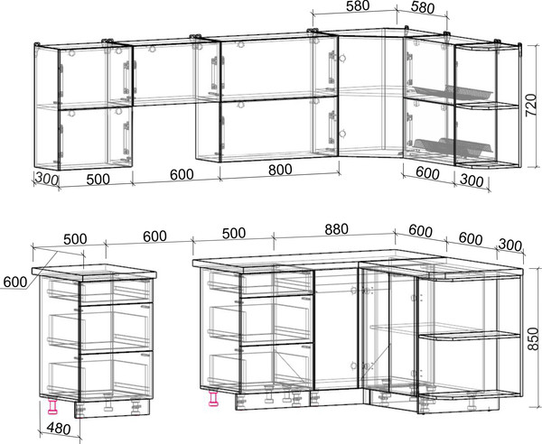 Изображение товара Кухонный гарнитур Интерлиния Мила Матте 1.5x2.5 Б PR (мята/керамика/опал светлый)