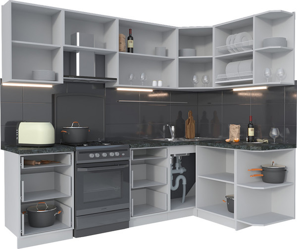 Изображение товара Кухонный гарнитур Интерлиния Мила Матте 1.5x2.5 Б PR (мята/керамика/опал светлый)