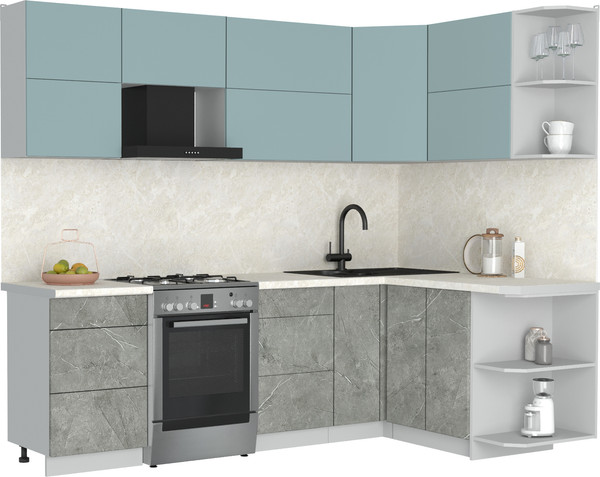 Изображение товара Кухонный гарнитур Интерлиния Мила Матте 1.5x2.5 Б PR (океан/керамика/опал светлый)