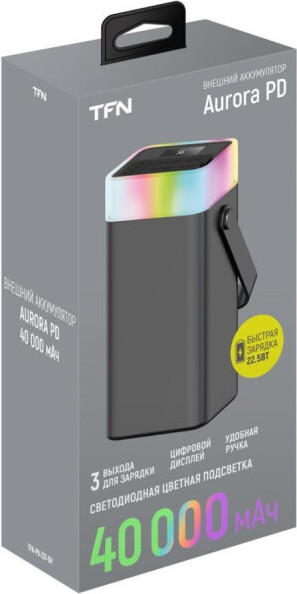 Изображение товара Портативное зарядное устройство TFN Apollo RGB 40000mAh / TFN-PB-337-GR (серый)