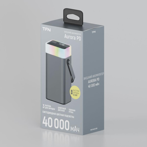 Изображение товара Портативное зарядное устройство TFN Apollo RGB 40000mAh / TFN-PB-337-GR (серый)