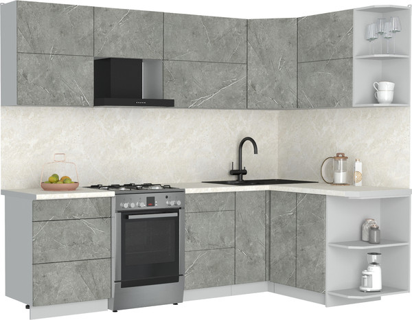 Изображение товара Кухонный гарнитур Интерлиния Мила Матте 1.5x2.6 Б PR (керамика/керамика/опал светлый)