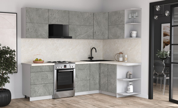 Изображение товара Кухонный гарнитур Интерлиния Мила Матте 1.5x2.6 Б PR (керамика/керамика/опал светлый)