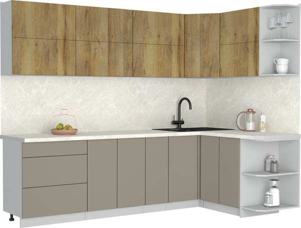 Изображение товара Кухонный гарнитур Интерлиния Мила Матте 1.5x2.7 А PR (дуб вотан/луна/опал светлый)