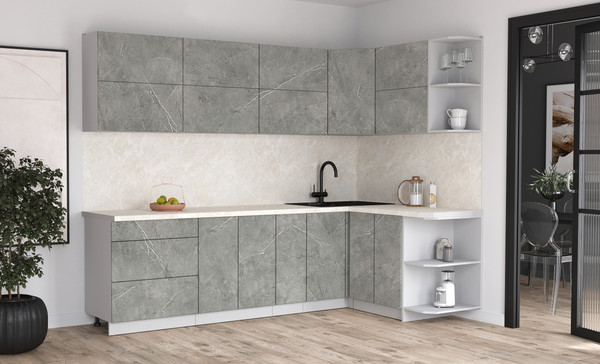 Изображение товара Кухонный гарнитур Интерлиния Мила Матте 1.5x2.7 А PR (керамика/керамика/опал светлый)