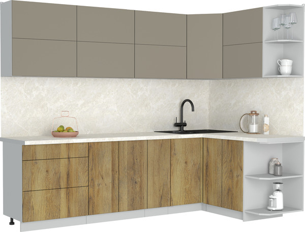 Изображение товара Кухонный гарнитур Интерлиния Мила Матте 1.5x2.7 А PR (луна/дуб вотан/опал светлый)