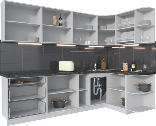 Изображение товара Кухонный гарнитур Интерлиния Мила Матте 1.5x2.7 А PR (мята/керамика/опал светлый)