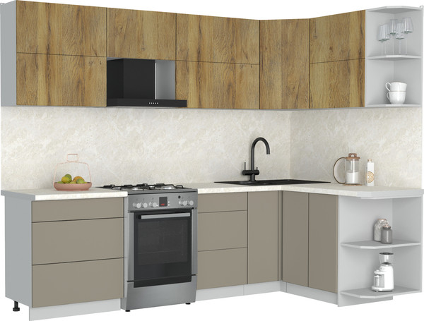 Изображение товара Кухонный гарнитур Интерлиния Мила Матте 1.5x2.7 Б PR (дуб вотан/луна/опал светлый)