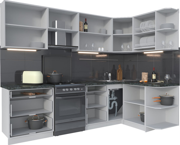 Изображение товара Кухонный гарнитур Интерлиния Мила Матте 1.5x2.7 Б PR (дуб вотан/луна/опал светлый)